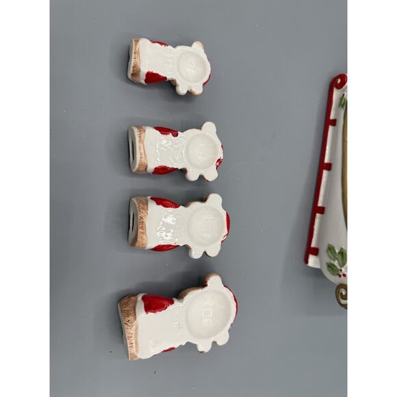 Ceramic Santa Bear Sleigh Set Christmas Centerpiece 5 Pc — Read Cracks on One - Picture 6 of 12